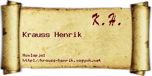 Krauss Henrik névjegykártya